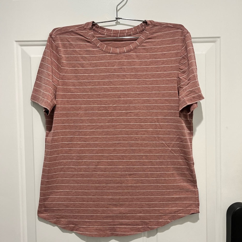 Lululemon heather orange Striped Short Sleeve Tee, no tag